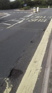 Potholes Foxwood Lane close to roundabout on Askham Lane